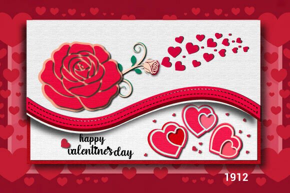 Download Valentine's Rose and Heart Card Svg 1912 - 1912 Collection